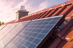 Panneaux solaires sur un toit en tuiles